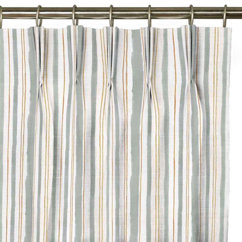 Custom Drape - Triple pinch - Watercolor Stripe Parsley - 54 " width x 90 " height