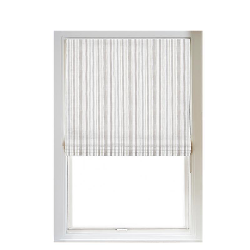 Custom Shade - Flat - Watercolor Stripe Sand - 80 \" width x 60 \" height