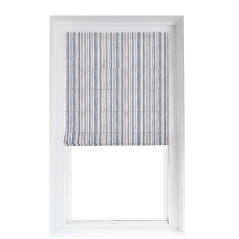 Custom Shade - Ribbed - Watercolor Stripe Chambray - 21 3/4\" width x 68 \" height