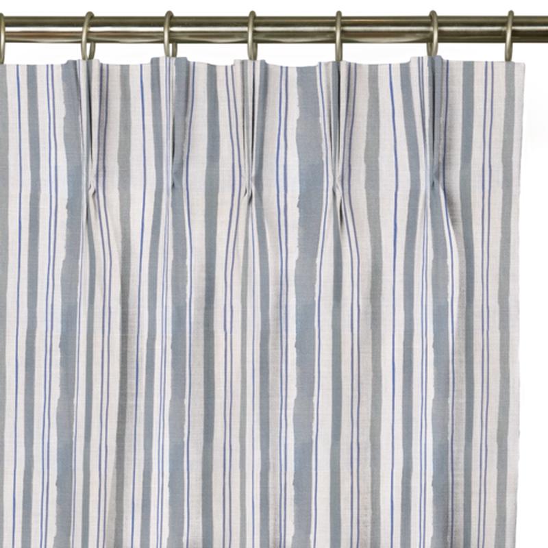 Custom Drape - Triple pinch - Watercolor Stripe Chambray - 108 \" width x 84 \" height